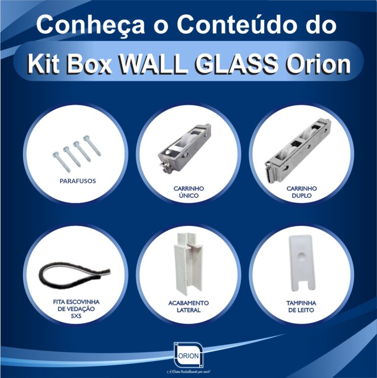 KIT BOX WALL GLASS ORION componentes