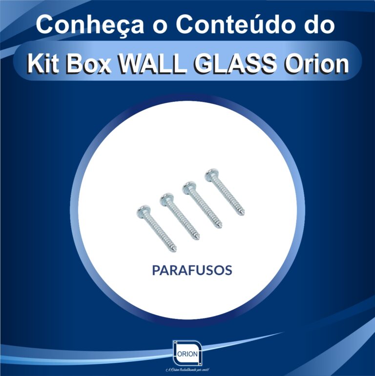 KIT BOX WALL GLASS ORION componentes parafusos